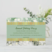 ホリデーグリーンと金ゴールドパーティの招待状 招待状 (スタンド正面)