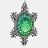 ホリデーグリーンアイススノーフレークオーナメント スノーフレークピューターオーナメント (左)