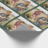 ホリデーグリーンジオメトリックプリントフォトクリスマス ラッピングペーパー (角)