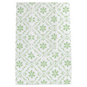 ホリデーグリーンスノーフレークスパターンクリスマスカスタム ミディアムペーパーバッグ (裏面)