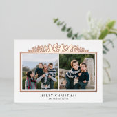 ホリデーグリーンバラゴールドフォイル2フォトクリスマス 箔シーズンカード (立ち正面)