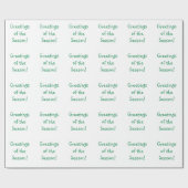 ホリデーグリーンフォントグリーティングズオブザシーズン ラッピングペーパー (フラット)