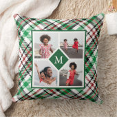 ホリデーグリーンプライド写真コラージュとモノグラム クッション (ブランケット)