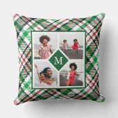 ホリデーグリーンプライド写真コラージュとモノグラム クッション (裏面)