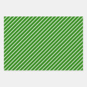 ホリデーグリーンホリーレッドベリーストライプズのパターン ラッピングペーパーシート (正面2)