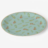 ホリデーグリーンリーアンドベリークリスマスプレート ペーパープレート (アングル)