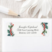 ホリデーグリーンリーウォーターカラーボタニカル ラベル (インサイチュ)