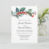 ホリデーグリーンリーウォーターカラー結婚式招待状 招待状 (スタンド正面)