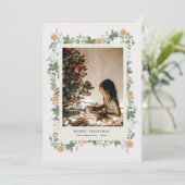 ホリデーグリーンリーオレンジ写真ホリデーカード シーズンカード (スタンド正面)