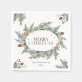 ホリデーグリーンリークリスマスパーティー スタンダードカクテルナプキン (正面)