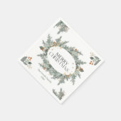 ホリデーグリーンリークリスマスパーティー スタンダードカクテルナプキン (角)