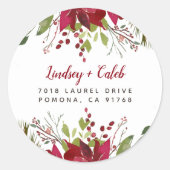 ホリデーグリーンリークリスマス差出人住所 ラウンドシール (正面)