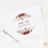 ホリデーグリーンリークリスマス差出人住所 ラウンドシール (封筒)