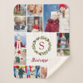 ホリデーグリーンリースファミリーモノグラム12写真 シェルパブランケット (正面)
