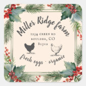 ホリデーグリーンリーヴィンテージエッグカートン スクエアシール (正面)