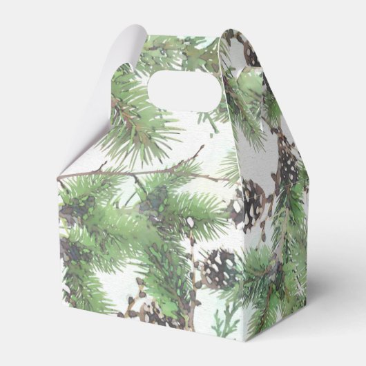 ホリデーグリーン&パインコーンカントリーウィンターウェディング フェイバーボックス (裏面サイド)