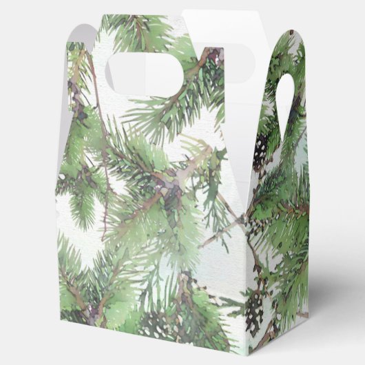 ホリデーグリーン&パインコーンカントリーウィンターウェディング フェイバーボックス (オープン)