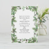 ホリデーグリーン&パインコーンカントリーウィンターウェディング 招待状 (スタンド正面)