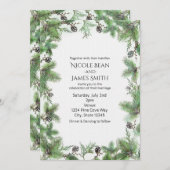 ホリデーグリーン&パインコーンカントリーウィンターウェディング 招待状 (正面/裏面)