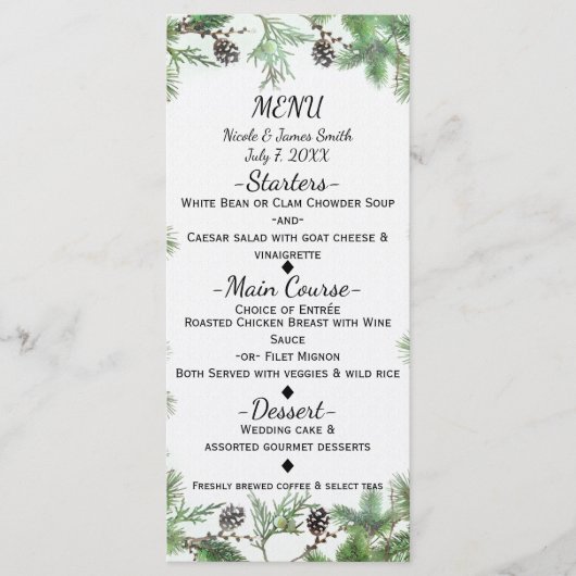 ホリデーグリーン&パインコーンカントリーウィンターカード メニュー (正面)