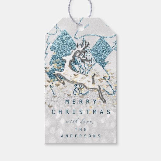 ホリデーグレースパークハートクリスマストインデア金ゴールド ギフトタグ (正面)