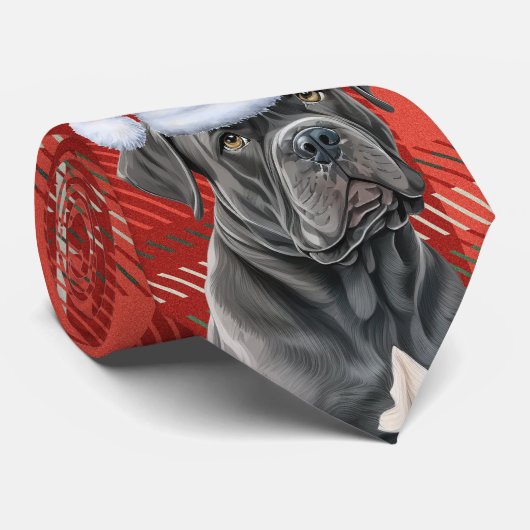 ホリデーケインコルソドッグと格子状クリスマス ネクタイ (ロール)