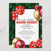 ホリデーゲームナイトサイコロオングリーンフランネル 招待状 (正面/裏面)