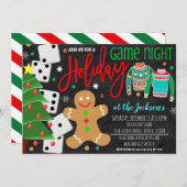 ホリデーゲームナイトパーティの招待状 招待状 (正面/裏面)