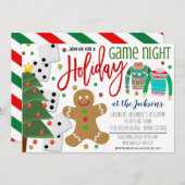 ホリデーゲームナイトパーティの招待状 招待状 (正面/裏面)