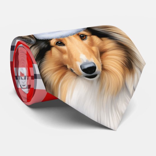 ホリデーコリドッグプライ赤と白ドクリスマス ネクタイ (ロール)