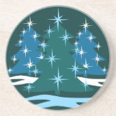 ホリデーコースターブルーフェスティバルクリスマスツリーギフト コースター (正面)