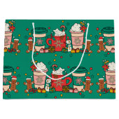 ホリデーコーヒーグリーンラージ抱き枕 ラージペーパーバッグ (正面)