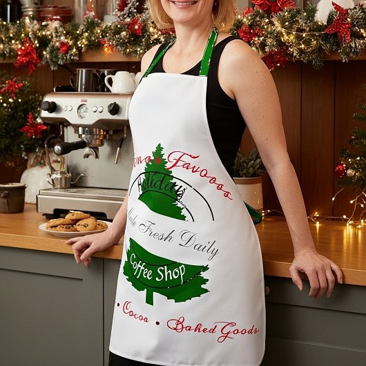 ホリデーコーヒーショップの看板 エプロン