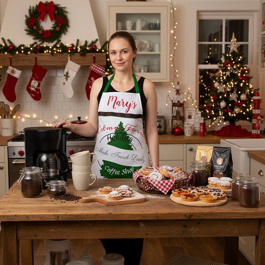 ホリデーコーヒーショップサインパーソナライズされたエプロン エプロン