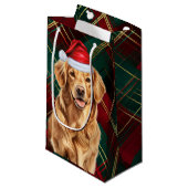 ホリデーゴールデンレトリバーフェスティバルプレイドクリスマス スモールペーパーバッグ (正面アングル)