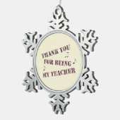 ホリデーサンキューミュージック先生感謝 スノーフレークピューターオーナメント (右)