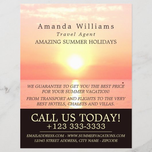 ホリデーサンセットトラベルエージェント広告ズフライヤー チラシ (正面)