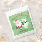 ホリデーサンタとベアークリスマスパーティーの好意バッグ フェイバーバッグ (クリップ留めされた状態)
