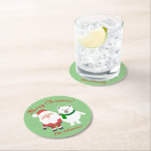 ホリデーサンタアンドベアークリスマスコースター ラウンドペーパーコースター (インサイチュ)