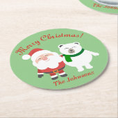 ホリデーサンタアンドベアークリスマスコースター ラウンドペーパーコースター (アングル)