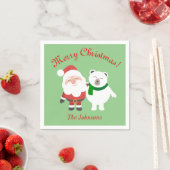 ホリデーサンタアンドベアークリスマスパーティーナプキンス スタンダードカクテルナプキン (インサイチュ)