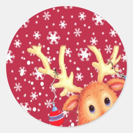 ホリデーサンタステッカー封筒用シールクリスマス ラウンドシール (正面)