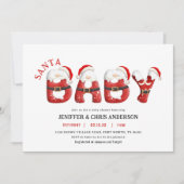 ホリデーサンタベビーウィンターベビーシャワー 招待状 (正面)