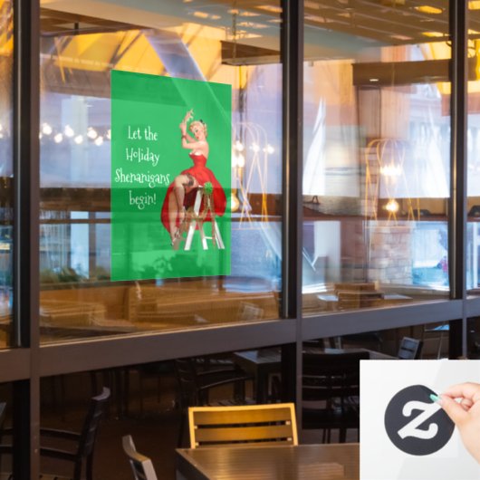 ホリデーシェナニガンレトロピンナップクリスマス ウィンドウサイン (レストラン窓)