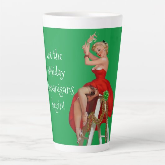 ホリデーシェナニガンレトロピンナップクリスマス カフェラテマグ (正面)