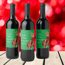 ホリデーシェナニガンレトロピンナップクリスマス ワインラベル