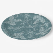 ホリデーシックティール（緑がかった色）フローラ企業のクリスマスパーティー ペーパープレート (アングル)