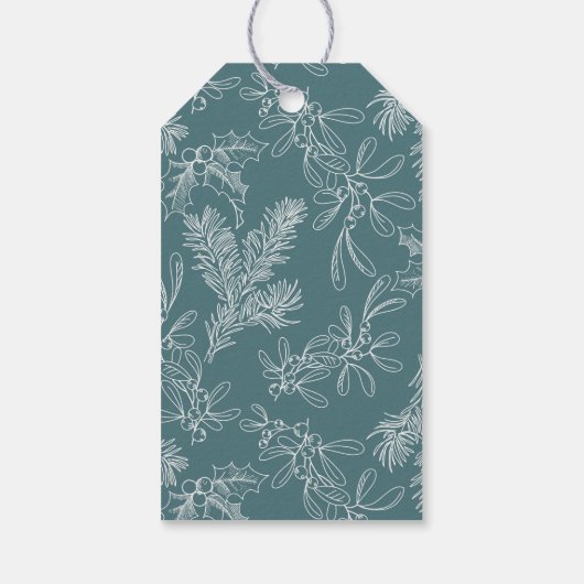 ホリデーシックティール(緑がかった色)フローラ企業のクリスマス ギフトタグ (裏面)