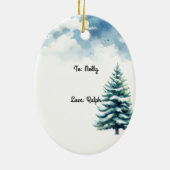 ホリデーシックブルネットレッドパーソナライズされたファッション セラミックオーナメント (裏面)