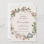 ホリデーシックボタニカルシャンパーニュブライダルティーパーティー 招待状 (正面)